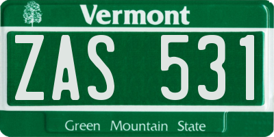 VT license plate ZAS531