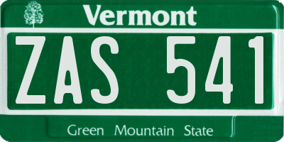 VT license plate ZAS541