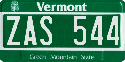 VT license plate ZAS544