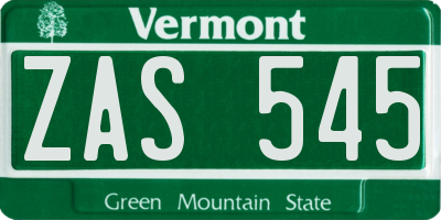 VT license plate ZAS545