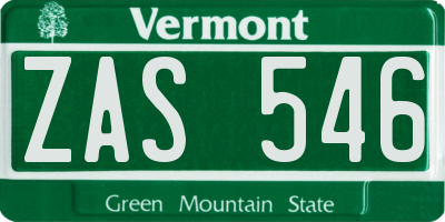 VT license plate ZAS546