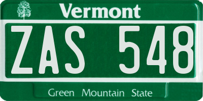 VT license plate ZAS548
