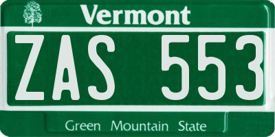 VT license plate ZAS553