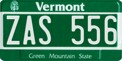 VT license plate ZAS556
