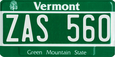 VT license plate ZAS560