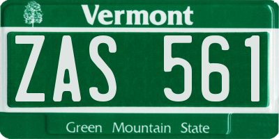 VT license plate ZAS561