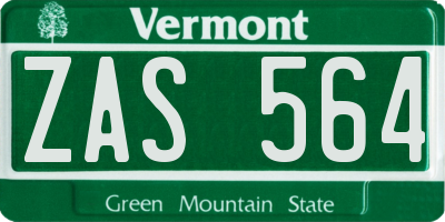 VT license plate ZAS564