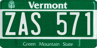 VT license plate ZAS571