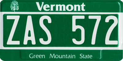VT license plate ZAS572
