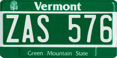 VT license plate ZAS576