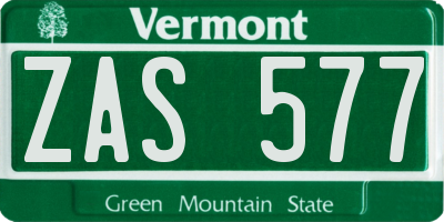 VT license plate ZAS577