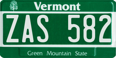 VT license plate ZAS582