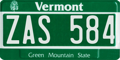 VT license plate ZAS584