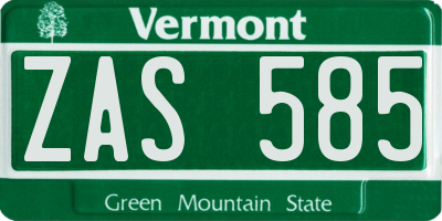 VT license plate ZAS585