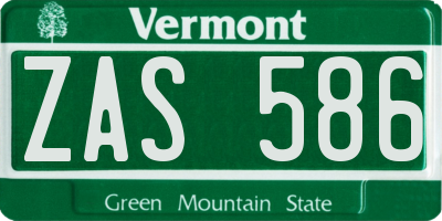 VT license plate ZAS586