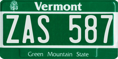 VT license plate ZAS587