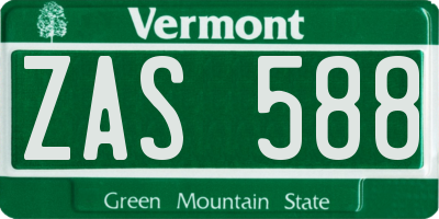 VT license plate ZAS588
