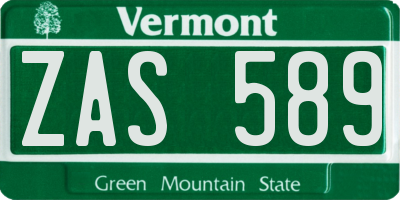 VT license plate ZAS589
