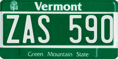 VT license plate ZAS590