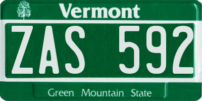 VT license plate ZAS592