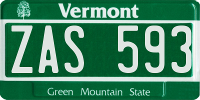 VT license plate ZAS593