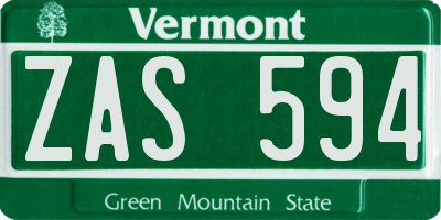 VT license plate ZAS594