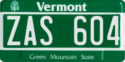 VT license plate ZAS604