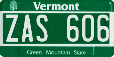 VT license plate ZAS606