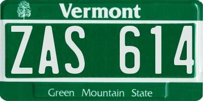 VT license plate ZAS614