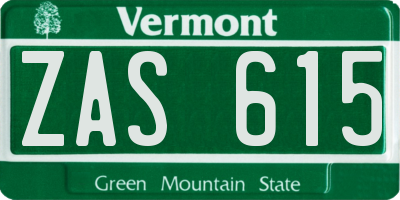 VT license plate ZAS615