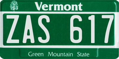 VT license plate ZAS617