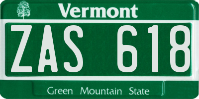 VT license plate ZAS618