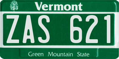 VT license plate ZAS621
