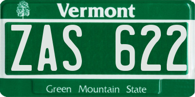 VT license plate ZAS622