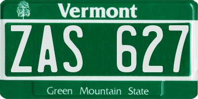 VT license plate ZAS627