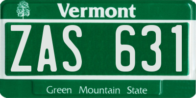 VT license plate ZAS631