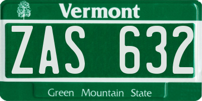VT license plate ZAS632