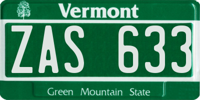 VT license plate ZAS633