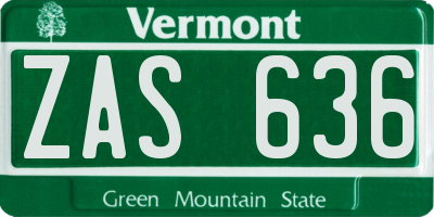 VT license plate ZAS636