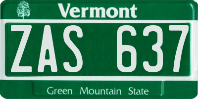 VT license plate ZAS637