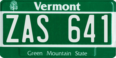 VT license plate ZAS641