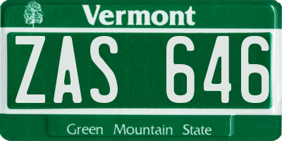 VT license plate ZAS646
