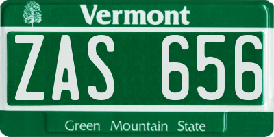 VT license plate ZAS656