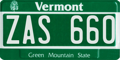 VT license plate ZAS660