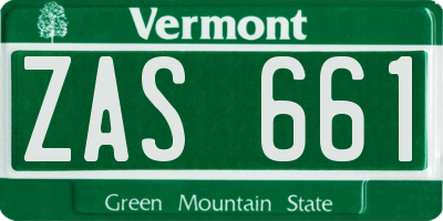 VT license plate ZAS661