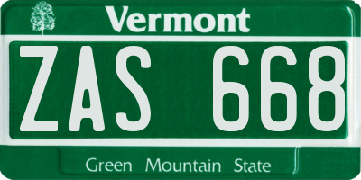 VT license plate ZAS668