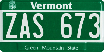 VT license plate ZAS673