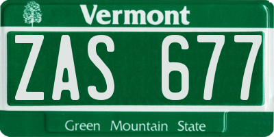 VT license plate ZAS677