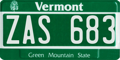 VT license plate ZAS683