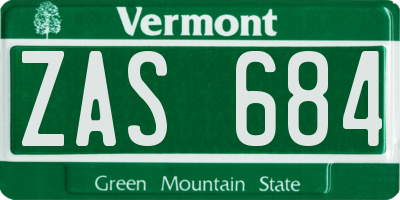 VT license plate ZAS684